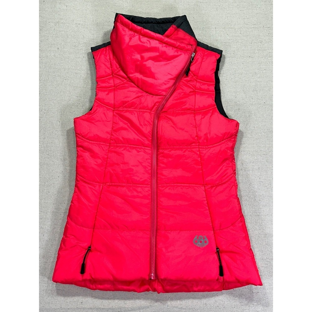 686 GLCR Serenade Insulated Vest Pink Womens Medium L5W305 Puffer Asymmetric Zip